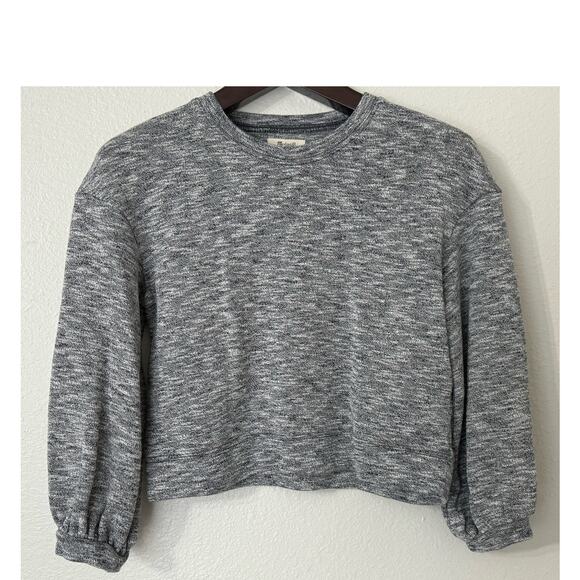 Madewell Textured Crew Neck Sweatshirt Heather Coal Size Small - Picture 2 of 7